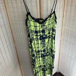 Lazy Oaf Lime Graphic Dress with Lace Trim